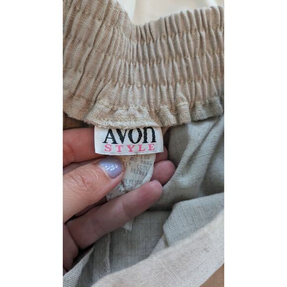 Avon Style Vintage Linen Blend Pleated Pull On Shorts - Picture 6 of 7